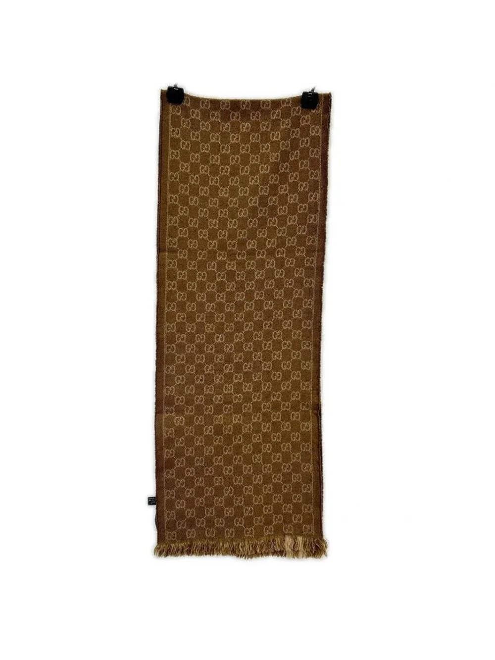 Gucci GG Pattern Fringe Wool Scarf